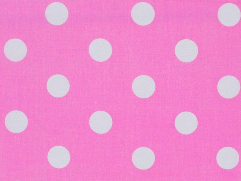 PINK WHITE POLKA DOT SPOT  PVC WIPE CLEAN TABLE FABRIC COVER