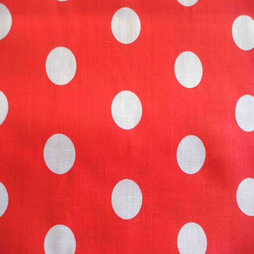 Per Metre Red & Green Multi Spot Polycotton Fabric 