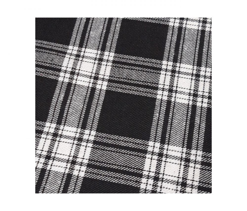 black & white large tartan check fabric