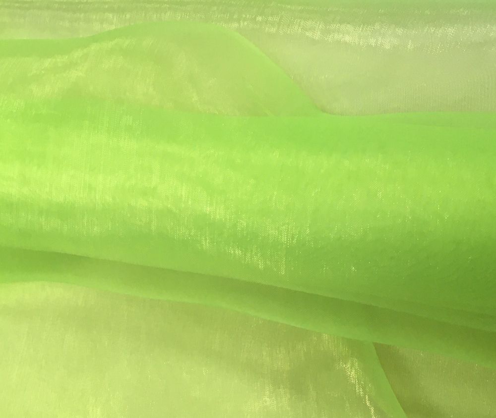 Illuminous Bright Lime Green Organza Fabric 150cm