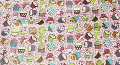 pink cup cake pvc wipe clean table fabric cover