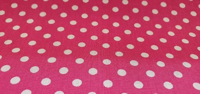 cerise white polka dot pvc table cover fabric wipe clean protector 137cm wide